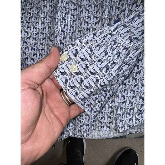 Tasso Elba Shirt Mens XL 17-17.5 Blue Combo Button Up Long Sleeve - Picture 7 of 7